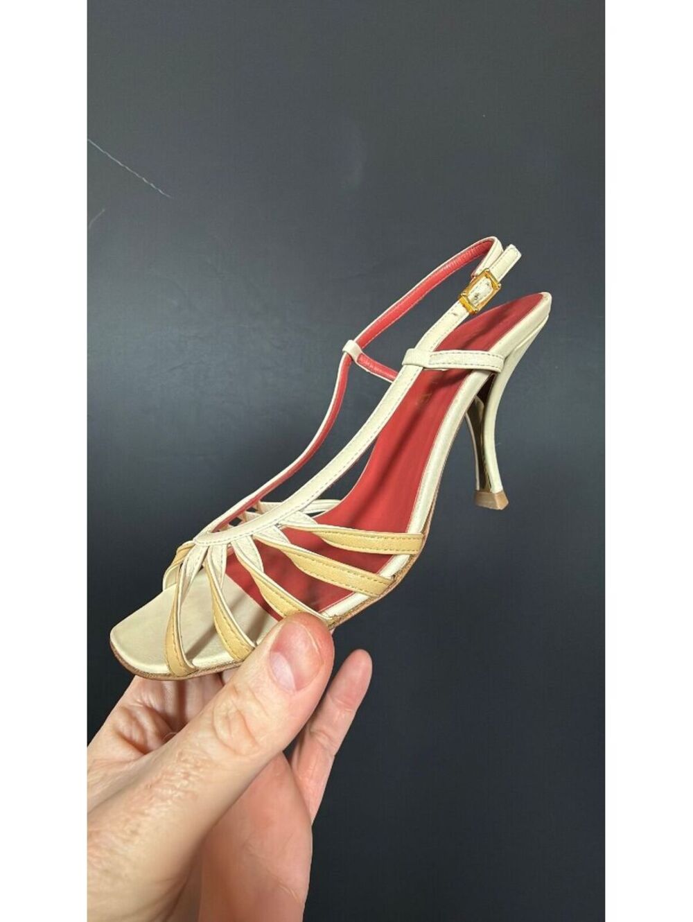 Loewe Ivory & Red Sling Back Sandals Size 37